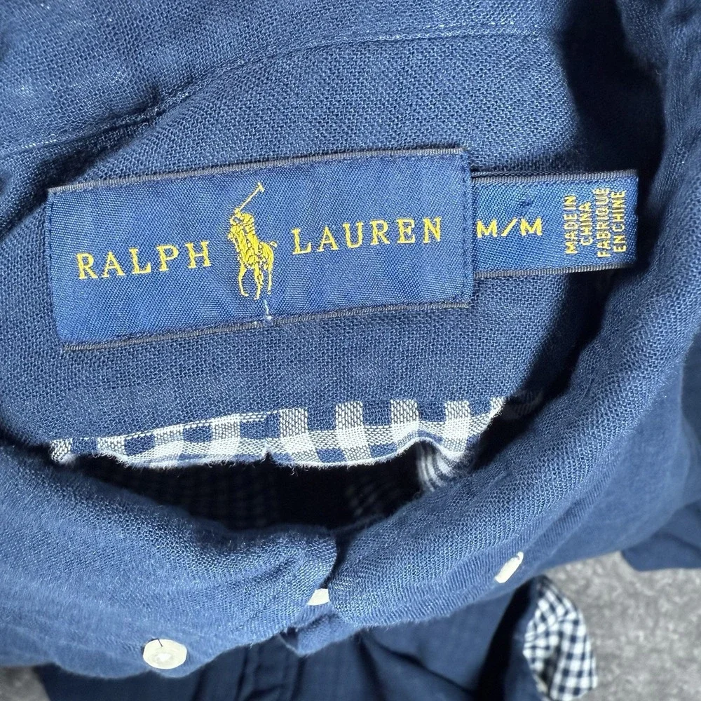Ralph Lauren‎ Shirt Men's Medium Blue Double Face Long Sleeve Button Up Casual